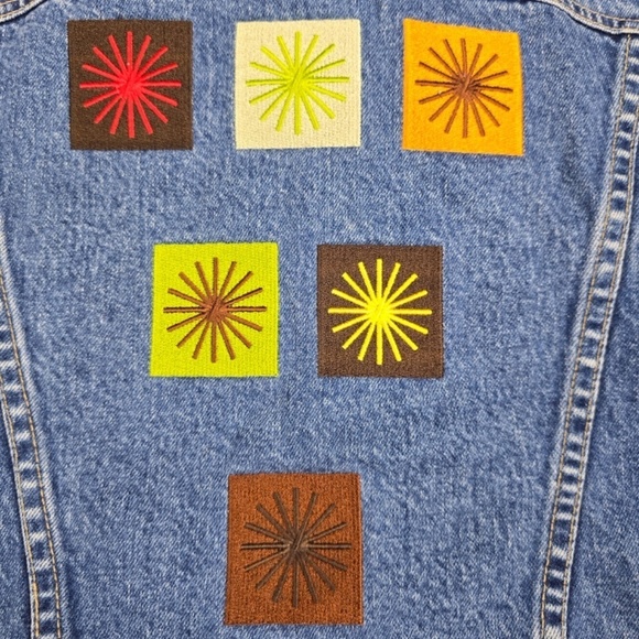 GAP- Vintage 1996 Limited Edition Starburst Embroidered Crop Jeans Jacket Sz L - Picture 3 of 7